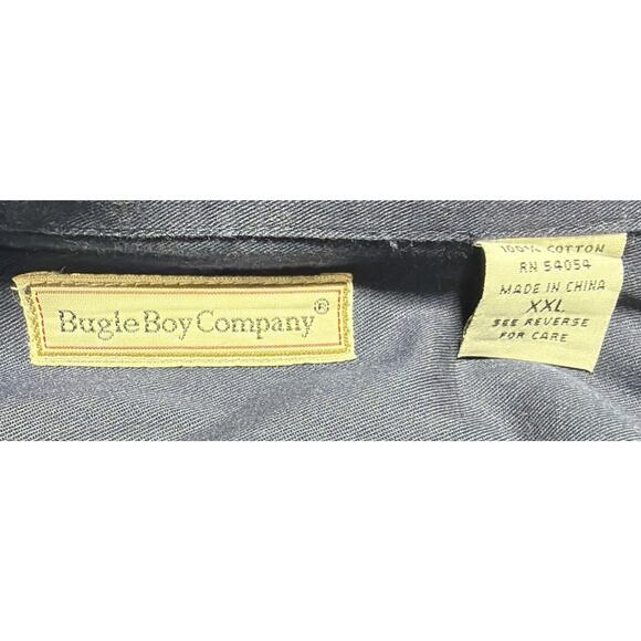 Vintage 80s Bugle Boy Company Navy Blue Button Down Shirt Mens XXL Crest Logo - Picture 4 of 7